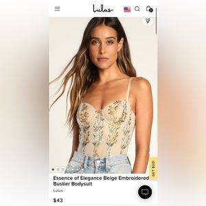 Essence of Elegance Beige Embroidered Bustier Bodysuit / Lulus